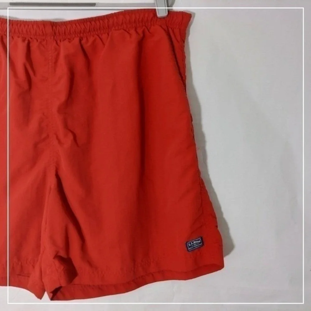 L.L.Bean Swim Trunks Men XL Red Quick Dry Mesh Lined Beach Vacation Board Shorts